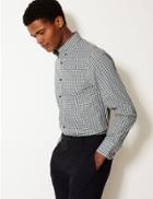 Marks & Spencer 2 Pack Cotton Blend Slim Fit Shirts Green Mix