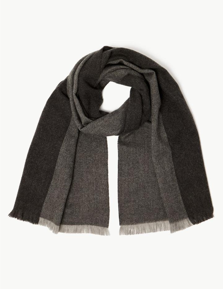 Marks & Spencer Textured Colour Block Scarf Grey Mix