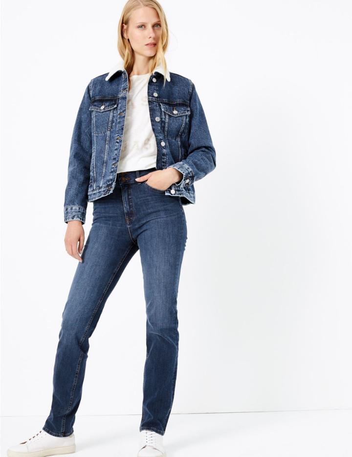 Marks & Spencer Magic Sculpt High Waist Straight Fit Jeans Medium Indigo