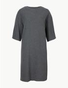 Marks & Spencer Cotton Blend Cosy Shift Dress Grey Marl