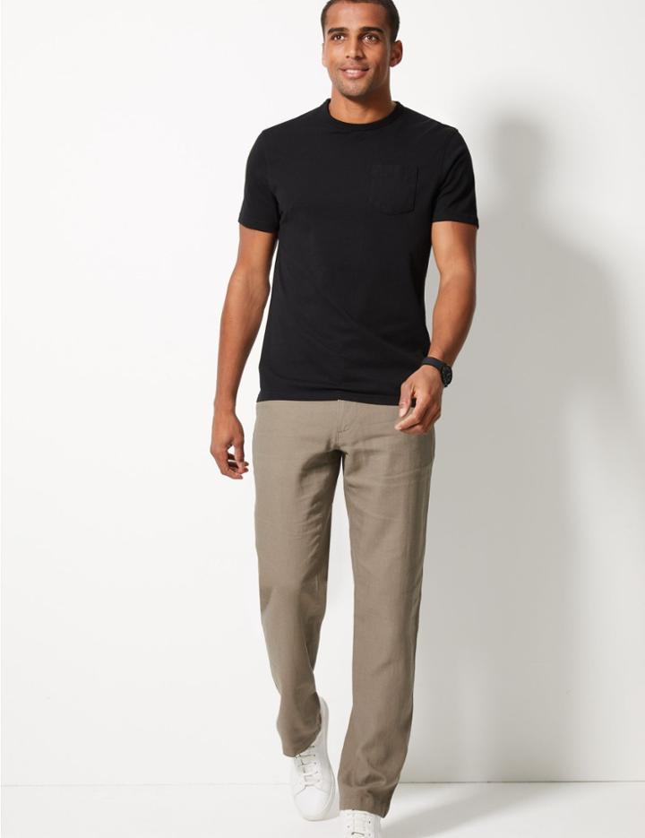 Marks & Spencer Linen Blend Trousers Light Caramel