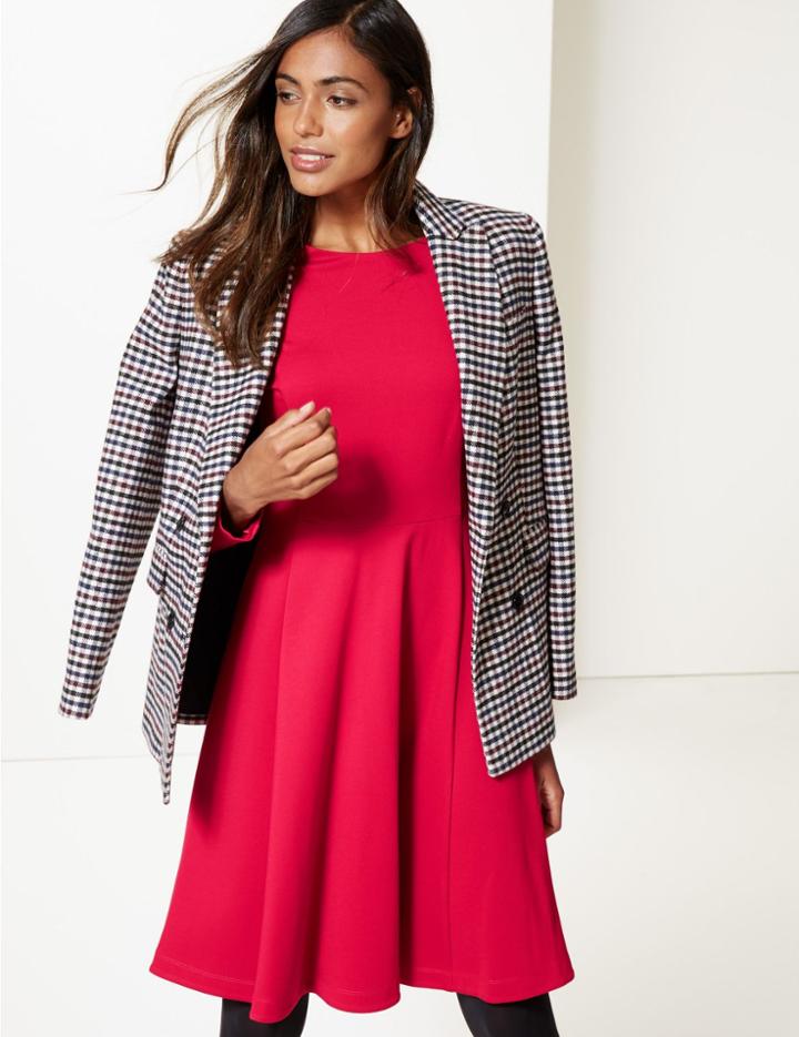 Marks & Spencer Long Sleeve Skater Dress Cranberry