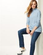 Marks & Spencer Textured Longline Long Sleeve Top Cornflower