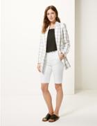 Marks & Spencer Cotton Rich Tailored Shorts Winter White