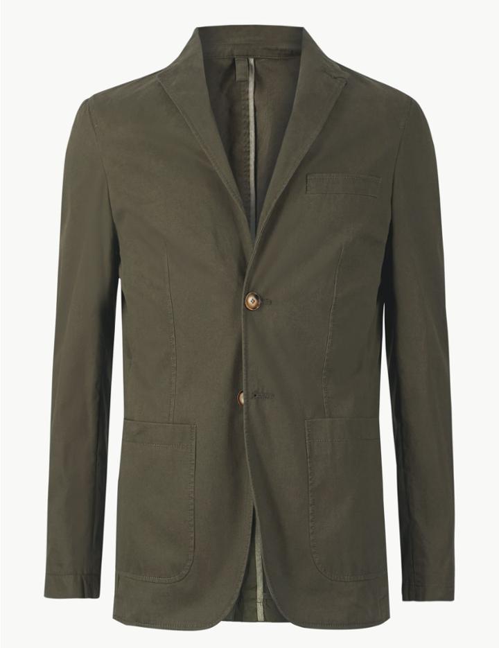 Marks & Spencer Pure Cotton Tailored Fit Jacket Khaki