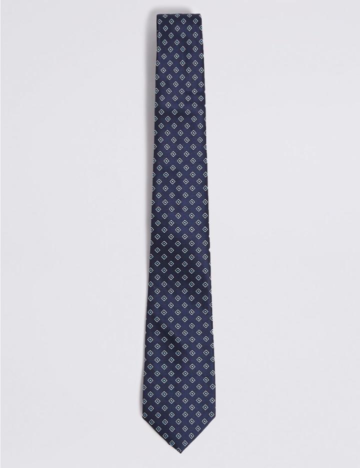 Marks & Spencer Geometric Design Tie Navy Mix