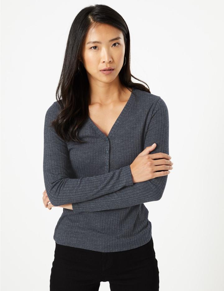 Marks & Spencer Long Sleeve Fitted Top Navy