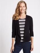 Marks & Spencer Ripple Open Front Cardigan Navy