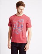 Marks & Spencer Pure Cotton Printed T-shirt Coral