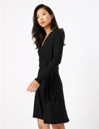 Marks & Spencer Ribbed Fit & Flare Wrap Dress Black