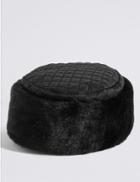Marks & Spencer Quilted Fur Hat Black