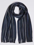 Marks & Spencer Striped Rochelle Scarf Navy Mix