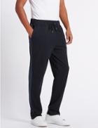 Marks & Spencer Cotton Rich Tailored Fit Textured Joggers Navy