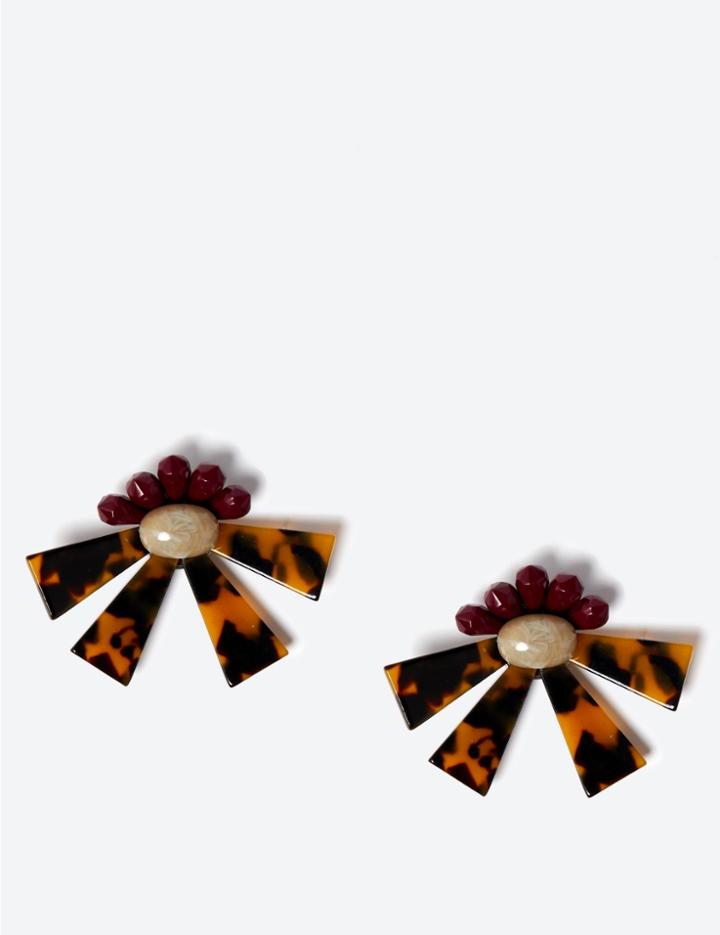 Marks & Spencer Crown Fan Earrings Berry