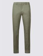 Marks & Spencer Slim Fit Cotton Rich Chinos With Stretch Washed Green
