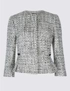 Marks & Spencer Petite Cotton Blend Textured Blazer White Mix