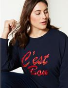 Marks & Spencer Curve Slogan Sweatshirt Navy Mix
