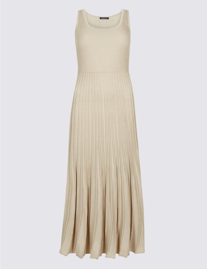 Marks & Spencer Textured Scoop Neck Jumper Dress Oatmeal