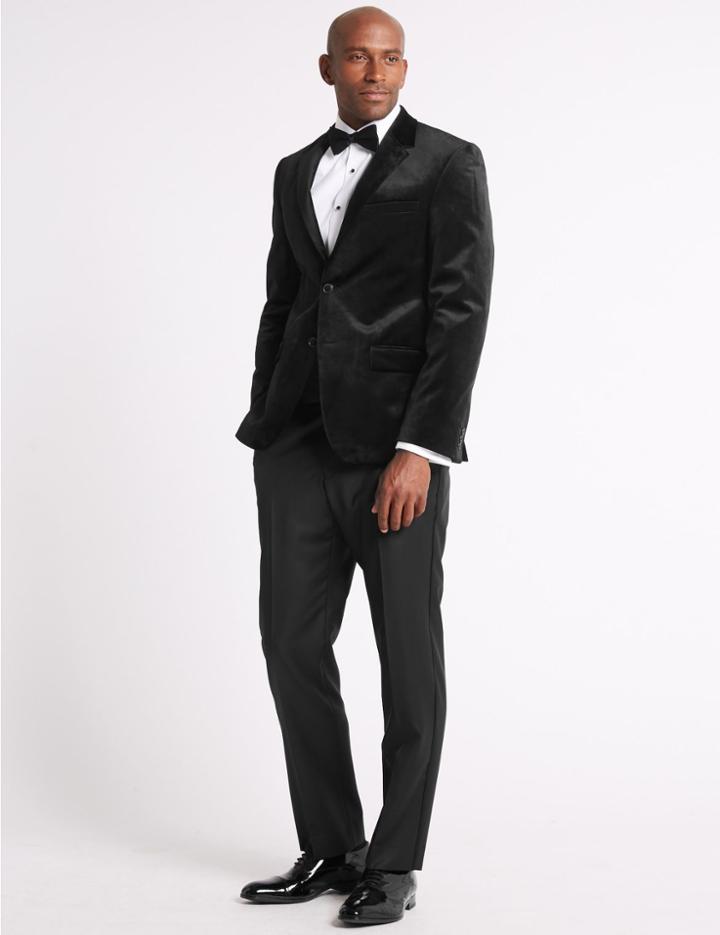 Marks & Spencer Single Breasted Velvet Jacket Black