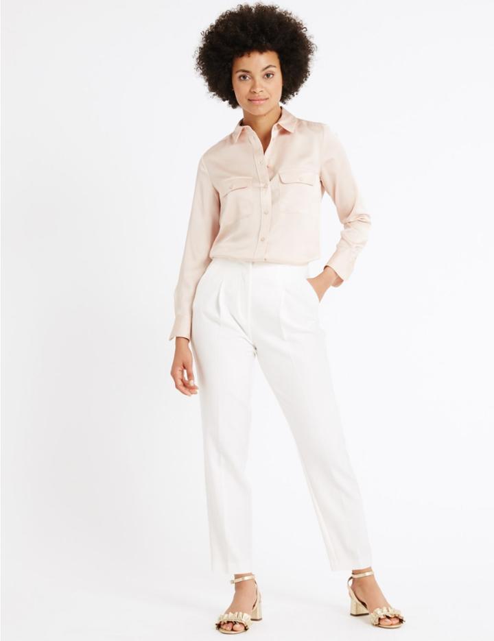 Marks & Spencer Crepe Slim Leg Trousers Ivory