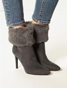 Marks & Spencer Stiletto Heel Faux Fur Ankle Boots Grey