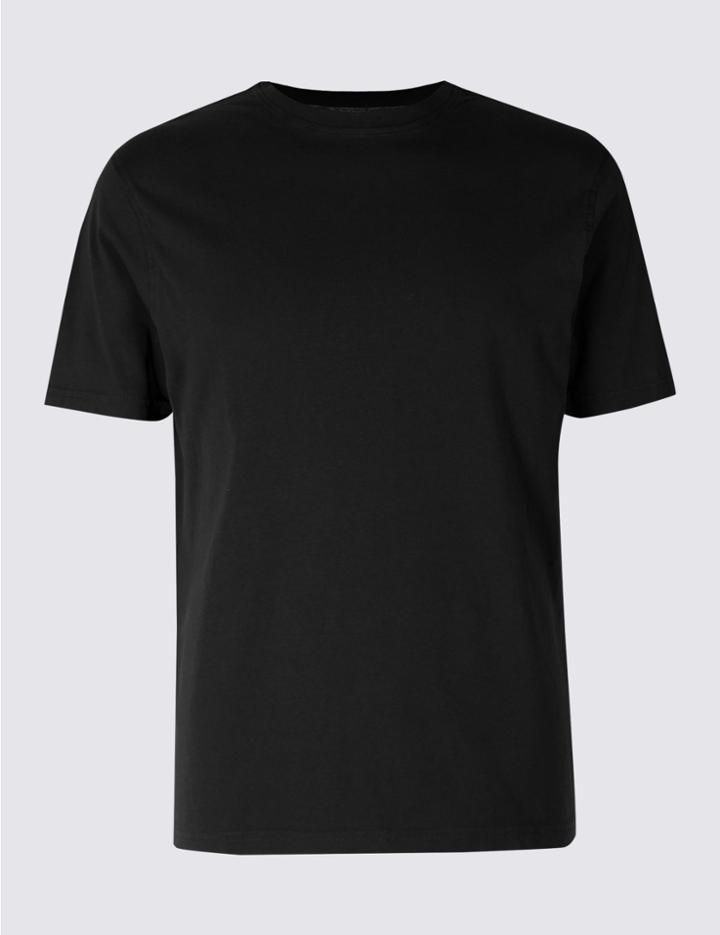 Marks & Spencer Slim Fit Pure Cotton Crew Neck T-shirt Black