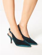 Marks & Spencer Stiletto Heel High Cut Slingback Court Shoes Teal