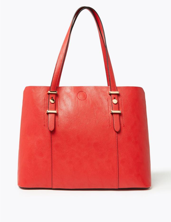 Marks & Spencer Soft Stud Tote Bag Dark Red