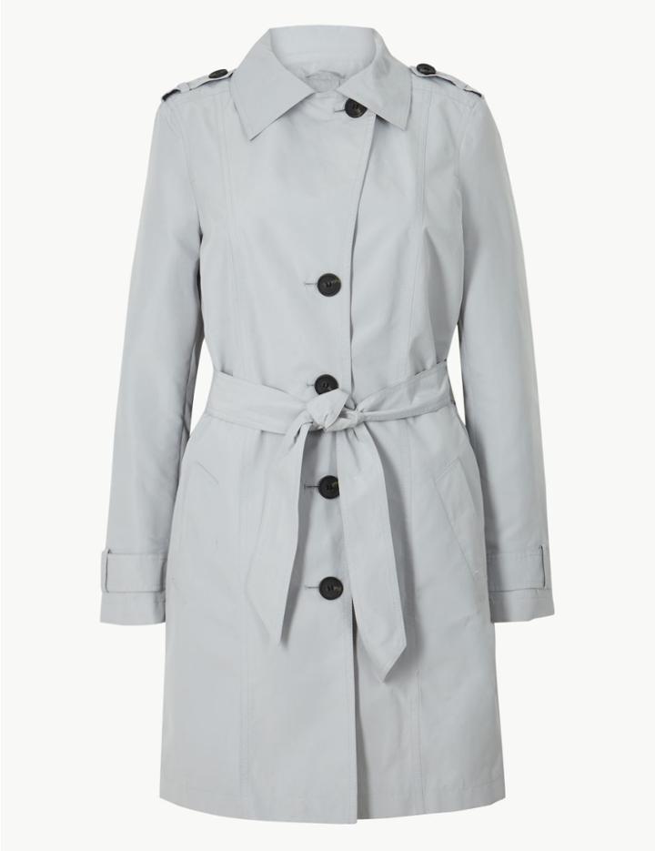 Marks & Spencer Button Detailed Trench Coat Fresh Green