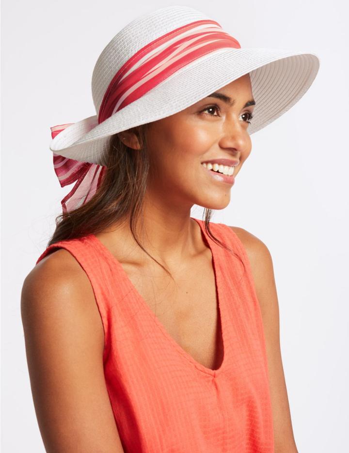 Marks & Spencer Crinkle Scarf Sun Hat Pink Mix