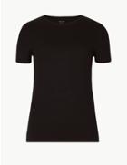 Marks & Spencer Cotton Rich Round Neck Short Sleeve T-shirt Black