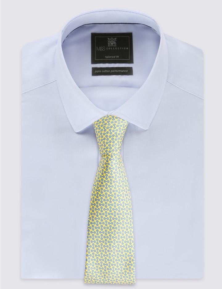 Marks & Spencer Pure Silk Geometric Print Tie Yellow Mix