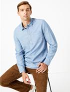 Marks & Spencer Cotton Chambray Denim Shirt Light Chambray