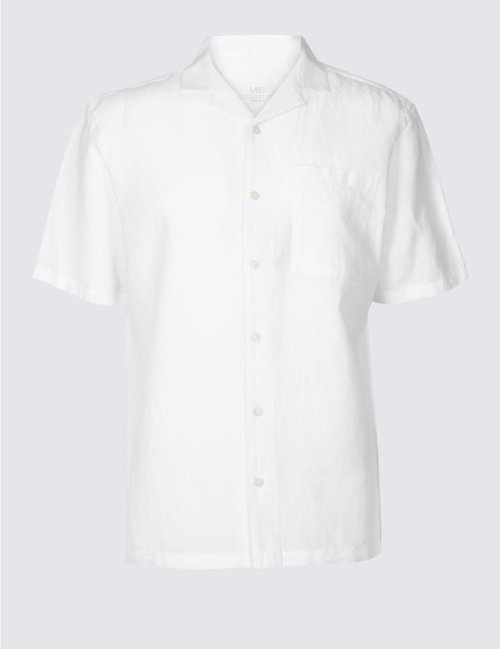 Marks & Spencer Easy Care Linen Rich Shirt White