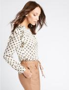 Marks & Spencer Geometric Print Frill Shoulder Shell Top Ivory Mix