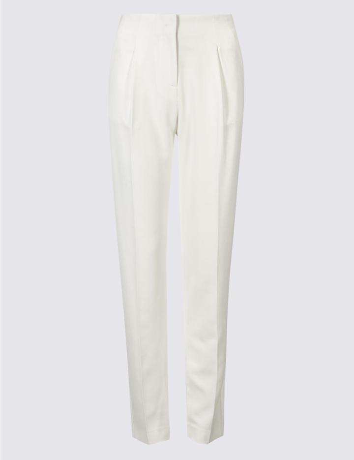 Marks & Spencer Tapered Leg Trousers Winter White