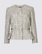 Marks & Spencer Cotton Blend Textured Jacket White Mix