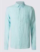 Marks & Spencer Pure Linen Easy Care Shirt With Pocket Mint