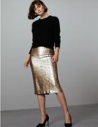 Marks & Spencer Reversible Sequin Midi Skirt Gold Mine