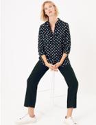 Marks & Spencer Floral Relaxed Fit Shirt Navy Mix