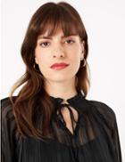 Marks & Spencer Glittery Striped Smock Blouse Black