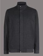 Marks & Spencer Cotton Rich Zipped Through Sweatshirt Dark Grey