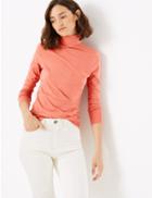 Marks & Spencer Cotton Rich Fitted Top Cinnamon Blush