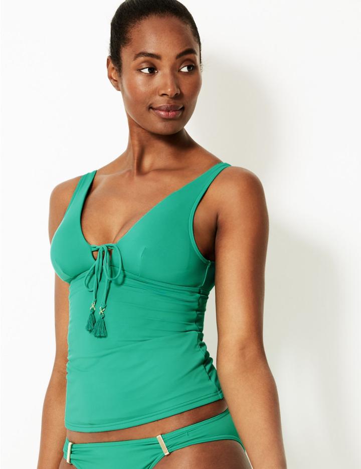 Marks & Spencer Non-wired Plunge Tankini Top Green