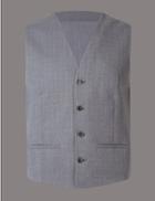 Marks & Spencer Grey Textured Tailored Fit Wool Waistcoat Grey