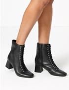 Marks & Spencer Leather Lace Up Ankle Boots Black