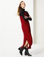 Marks & Spencer Animal Print Slip Maxi Dress Red Mix