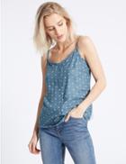 Marks & Spencer Geometric Cutwork Strap Camisole Top Navy Mix