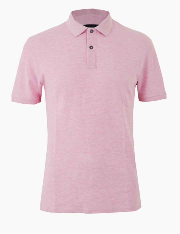Marks & Spencer Slim Fit Pure Cotton Polo Shirt Dusty Pink