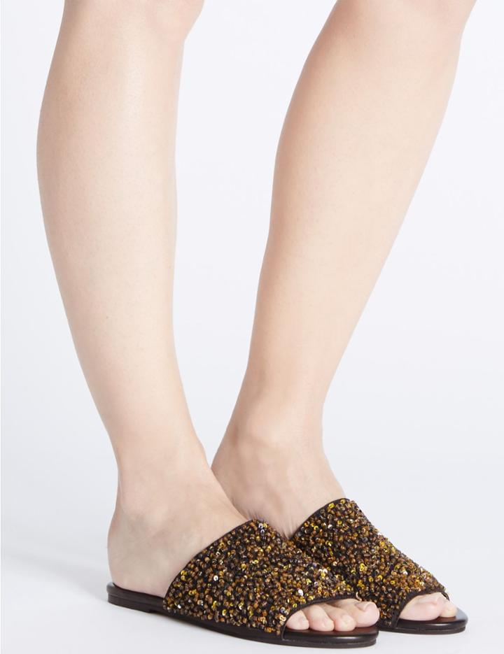 Marks & Spencer Embellished Mule Sandals Black Mix